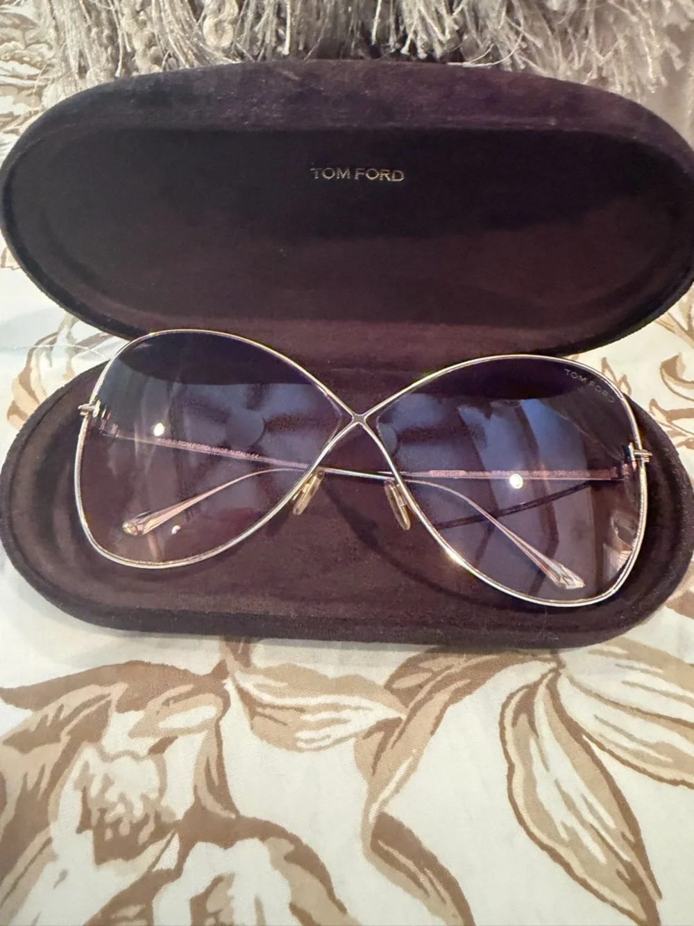 Tom Ford Women's Butterfly Sunglasses - Gold Frame with Brown Gradient Lenses